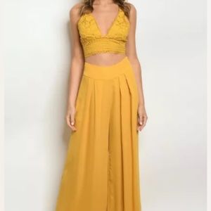 Yellow boho palazzo pant set